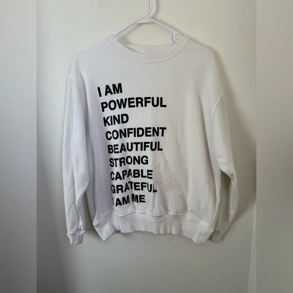 Anine Bing Ramona Empowerment Sweatshirt In White Medium - Picture 2 of 7